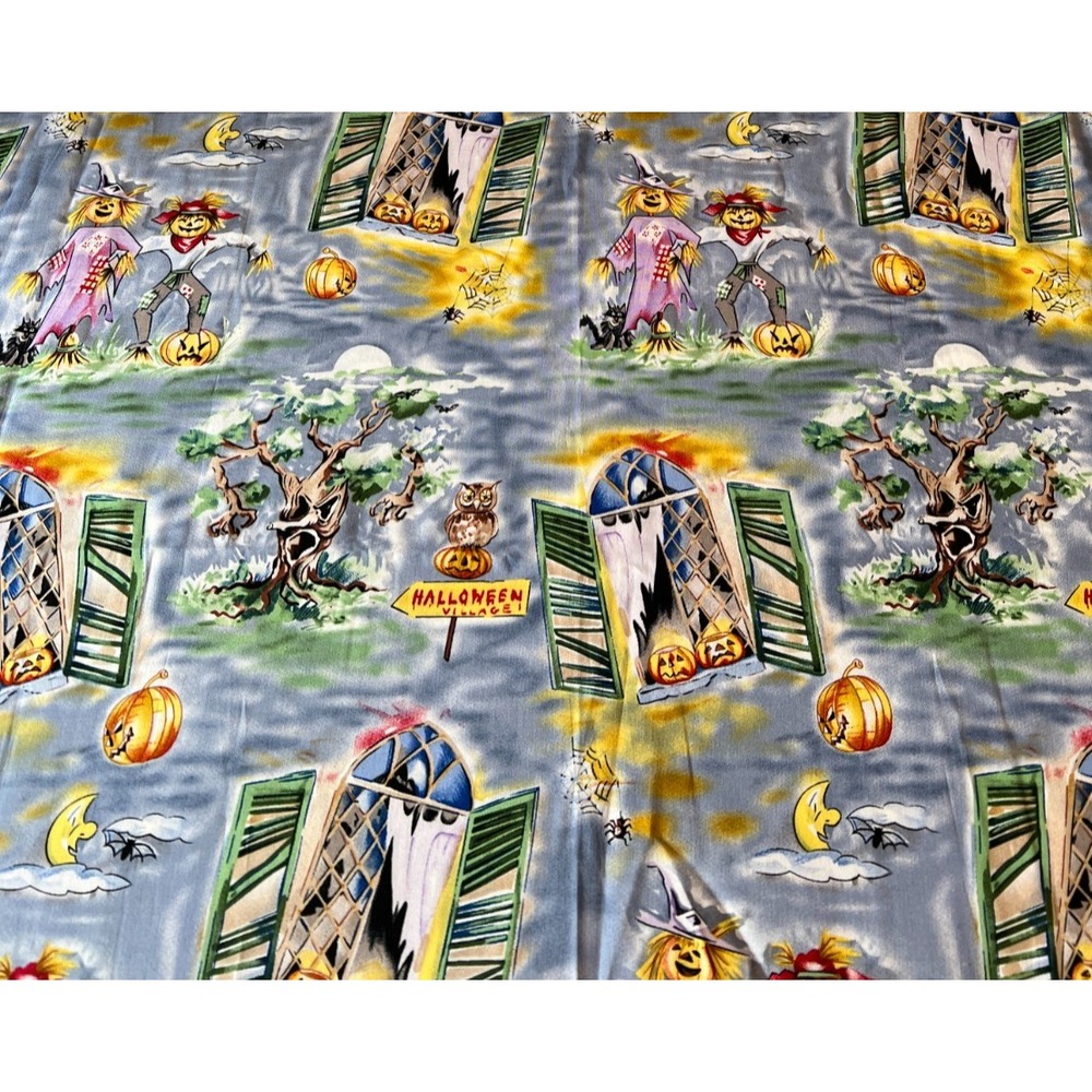 Fabric OOP Halloween Path Thru Whimsy Talking Tree Broken Window Shutters 1 yard